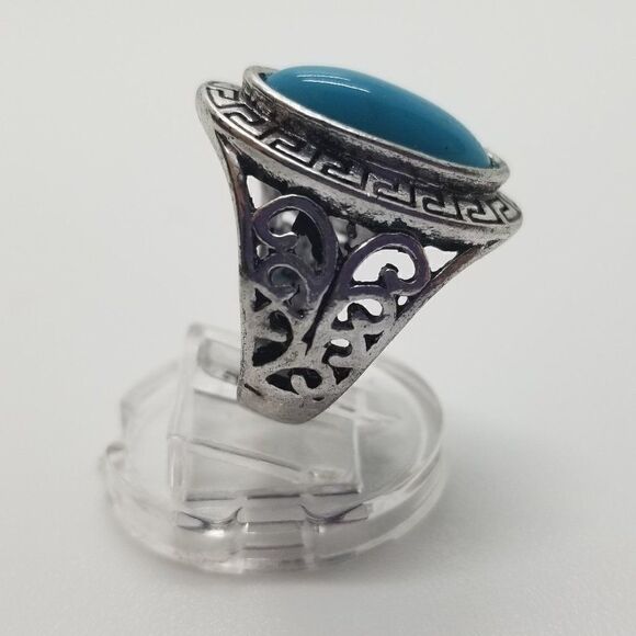 Silver Blue Stone Ring  - Picture 4 of 5